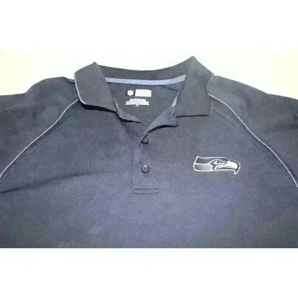Seattle Seahawks NFL Licensed Team Apparel Logo Football Polo Shirt Blue Mens XL - Picture 7 of 16